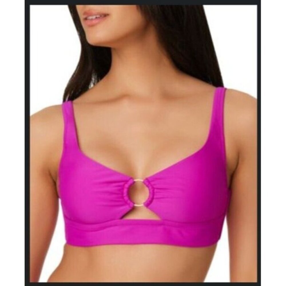 Bar III Banded Ring Bikini Swim Top Women's L Violet NWT 9379